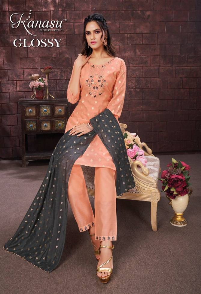 Kanasu Glossy Exclusive Wear Wholesale Ready Made Suit Collection
